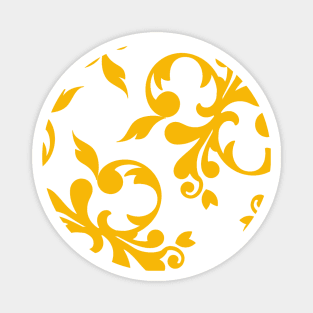 Mustard Yellow Abstract Victorian Flower Pattern Magnet